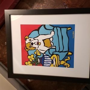 mark tetro framed art print Bull dog in chair